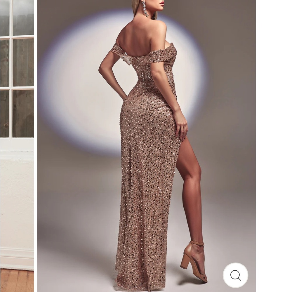 Prom Dress Ladivine Cinderella Divine Sequin 4  Gown CD260 Rose Gold Bridesmaid - Picture 2 of 11